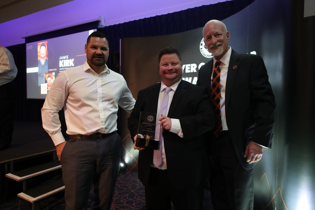 Jamie Kirk collected an award at the Dundee United Player of the Year Awards